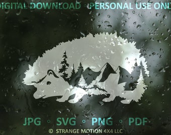 SVG File, Hedgehog, Pet svg, Mountain SVG, Adventure, Laser File, Laser Cut File, svg, Laser svg File, Animal SVG, Decal Cut File, Art