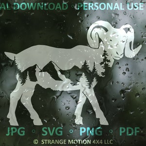 Mountain Goat SVG File, Mountain svg, Laser File, Laser Cut File, svg, Rocky, Laser svg File, Animal SVG, Outdoors SVG, Decal Cut File