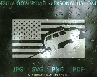 American Flag SVG For Cherokee WJ, Laser File, Laser Cut File, svg, Flag Vector Image, SUV svg, Offroad Clipart, American Flag Stencil