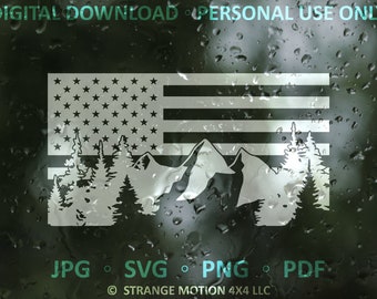 Mountain Flag SVG File, Laser File, Laser Cut File, svg, Flag Vector File, American Flag Stencil, Mountain SVG, USA American Flag Clipart