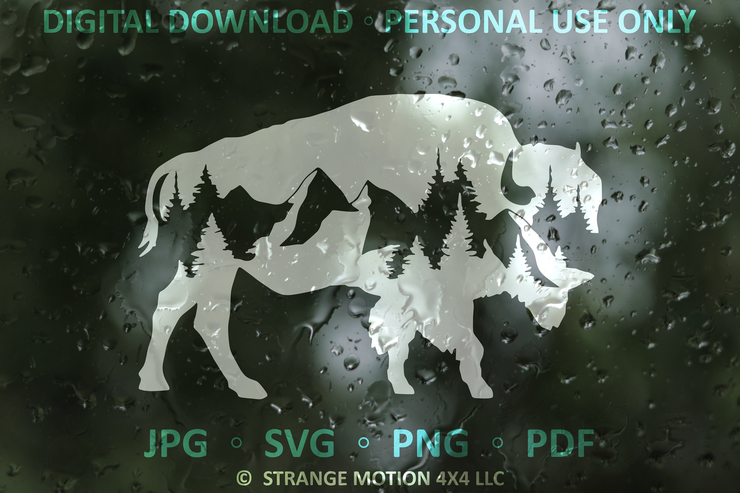 Buffalo SVG File, Mountain Buffalo Clipart, Animal SVG File, Laser File, Laser Cut File, svg, Laser svg File, Mountain SVG, Cricut Svg File