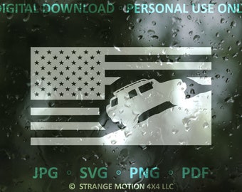 FJ Flag SVG File, Laser File, Laser Cut File, svg, FJ Cruiser svg, American Flag Clipart, Accessory For Toyota, Offroad American Flag