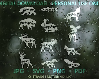 Mountain Animal SVG Bundle, Mountain SVG, Accessories For Cars, Vector Image, Adventure Clipart, Outdoor Laser svg File, Adventure SVG