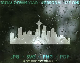 SVG File, Seattle Skyline, Adventure, City Clipart, Washington SVG, Laser File, Laser Cut File, svg, Camping svg, Decal Cut File, pdf