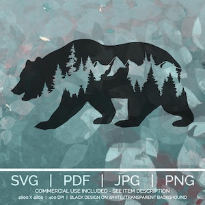 Ensemble de conception numérique SVG PNG JPG | Ours des montagnes | Fichiers de coupe Cricut Silhouette | Téléchargement instantané | Utilisation commerciale | Ours svg | Laser | 31