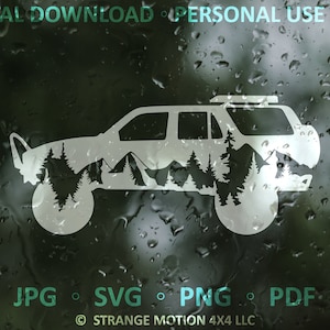 Montagne SVG pour 4Runner 2e génération, vecteur, clipart, fichier de coupe pour Cricut, Silhouette, fichier svg laser, accessoires pour Toyota, PDF, PNG, jpg