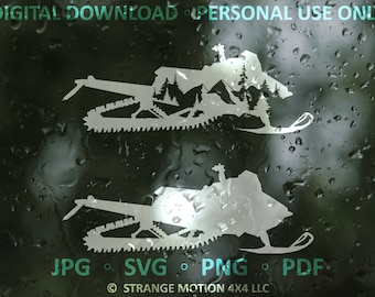 SVG Files, Mountain Snowmobile, Snowmobiling, Mountain SVG, Adventure, Laser File, Laser Cut File, svg, Laser svg File, Decal Cut File