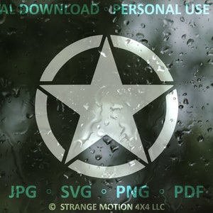 陸軍スター SVG、レーザー ファイル、レーザー カット ファイル、svg、旅行、軍事、クリップアート、愛国的な SVG、スター SVG、レーザー svg ファイル、png、jpg、pdf、us