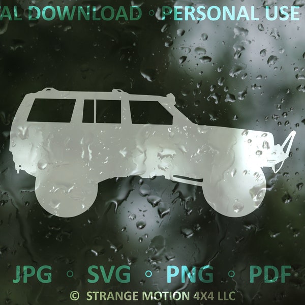 Archivo SVG para Cherokee XJ, archivo láser, archivo cortado con láser, SVG, SVG de montaña, archivo SVG láser, accesorios para autos, imágenes prediseñadas, archivos SVG para álbumes de recortes