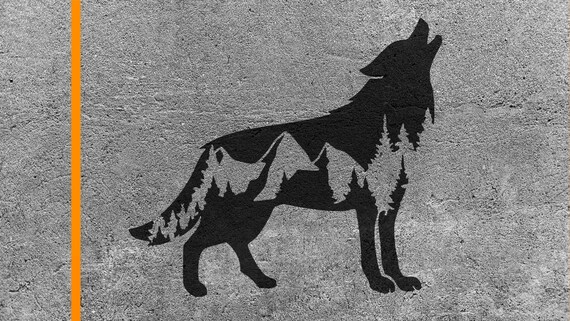 Svg File Wolf And Mountains Adventure Cut Files For Cricut Etsy