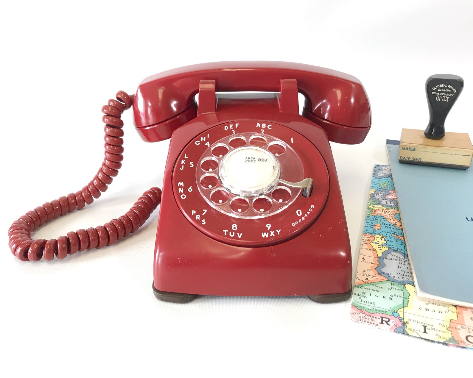 Vintage Red Desk Phone NE500 Rotary Telephone for Landline Etsy