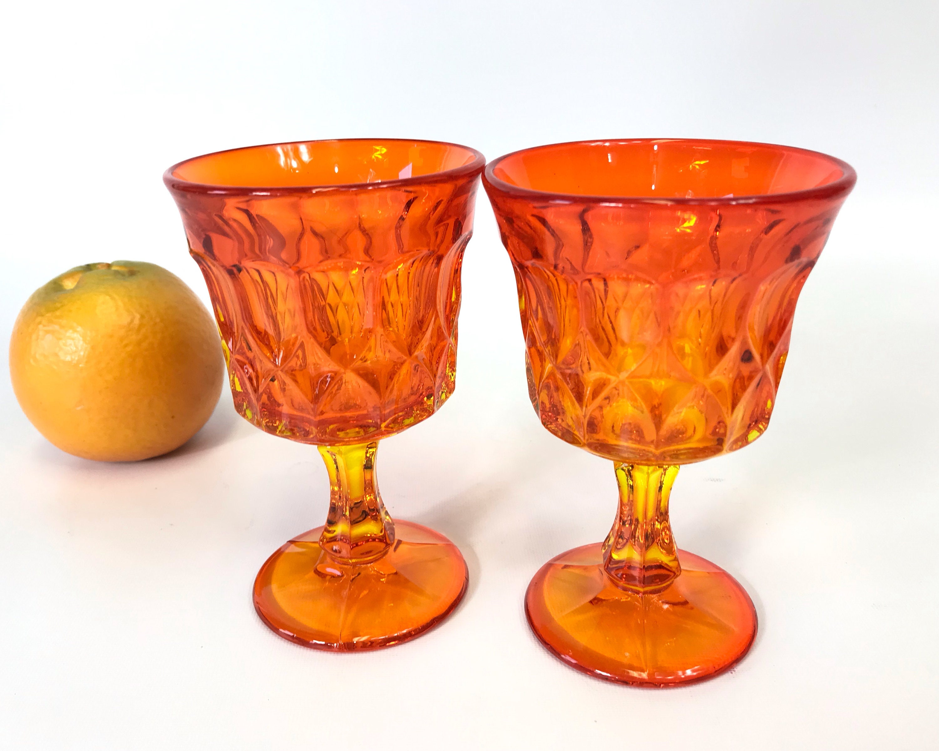 Small Orange Wine Glasses Noritake Perspective in Tangerine Etsy