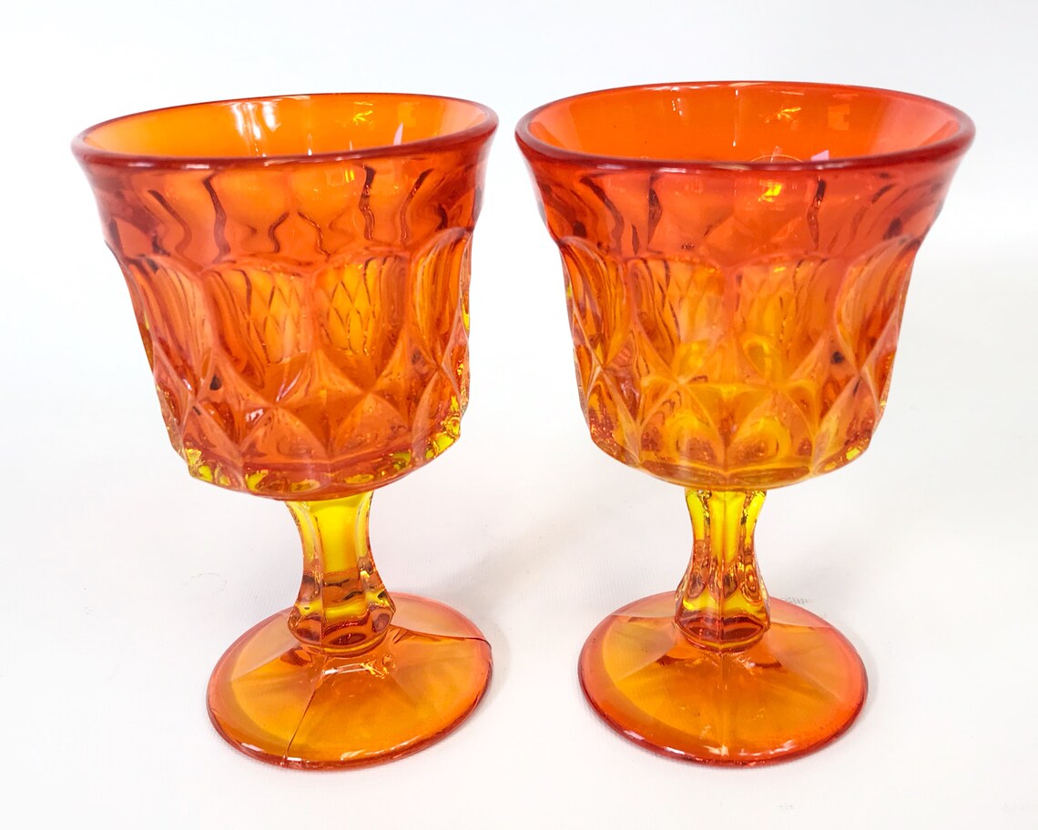 Small Orange Wine Glasses Noritake Perspective in Tangerine Etsy