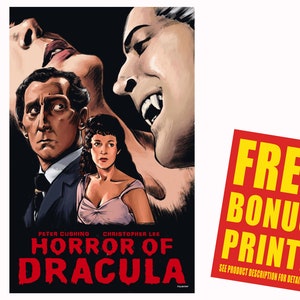 Dracula AKA Horror of Dracula 1958 Original Movie Poster Print / Character collage featuring Peter Cushing & Christopher Lee Poster Print
