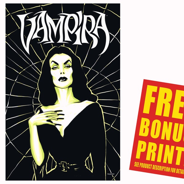 Vampira Poster Fan Art / Vampira (Maila Nurmi) Portrait Poster Print