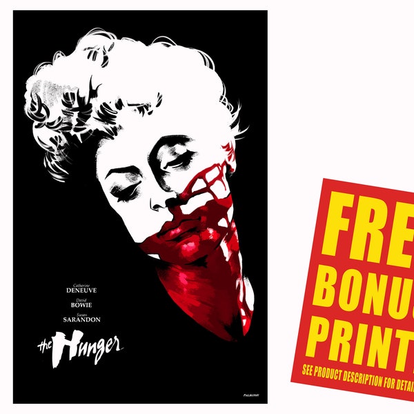 The Hunger Original 1983 Movie Poster Fan Art / Sarah Roberts (Susan Sarandon) Bloody Face Poster Print