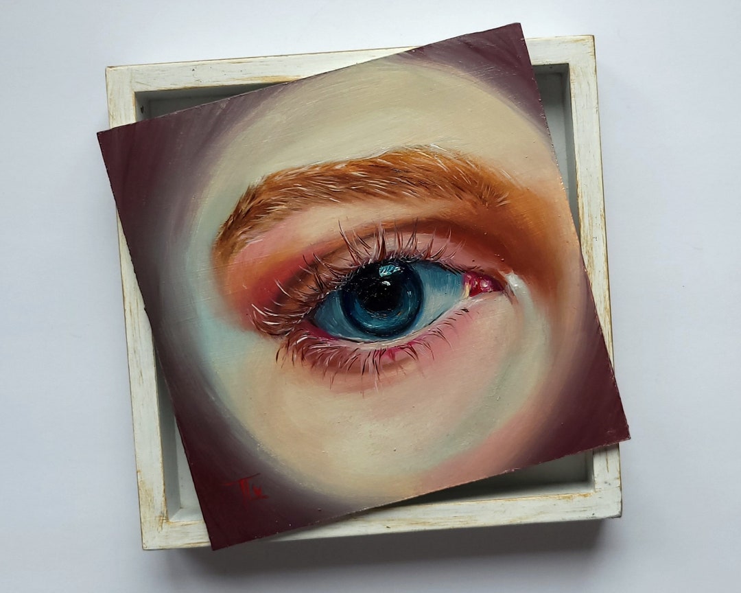 Eye Portrait Oil Painting Original Oil Eye Art Small Painting Modern