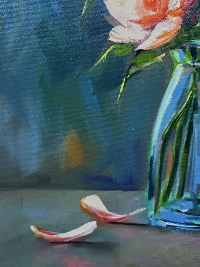 Flower Oil Painting Abstract Flower Painting Peony Wall Art Modern