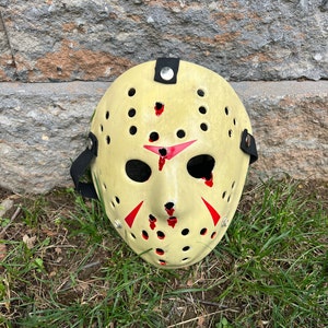 V White Blue Chevron ABS Hockey Mask - Prop Replica - Horror V White Blue Chevron ABS Hockey Mask - Prop Replica - Horror
