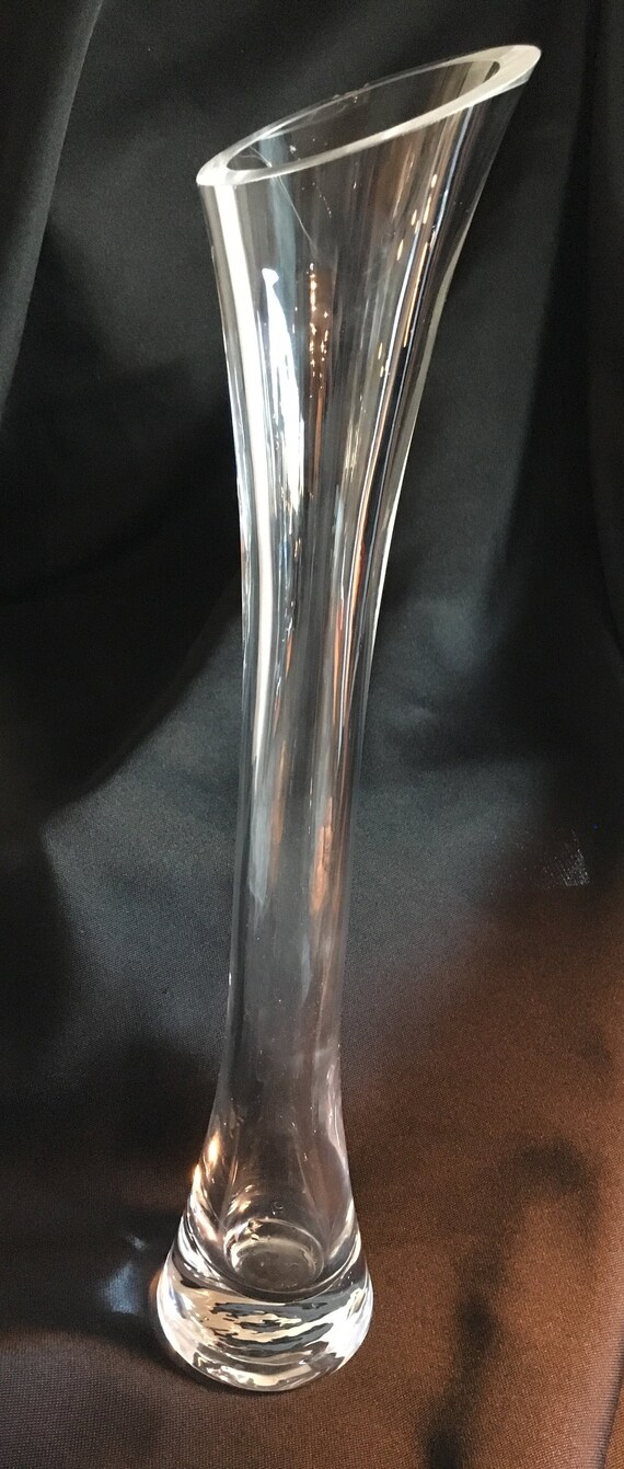 Handmade Tall Cylindrical Bud Vase Clear Glass Etsy