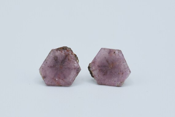 Raw Pink Star Sapphire Earrings