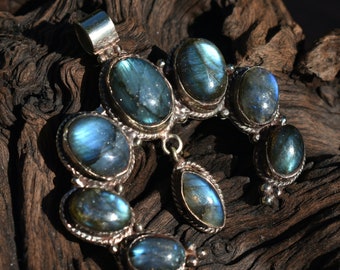 Labradorite and Tibetan Silver Pendant