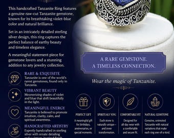 Ornate Tanzanite Silver Ring