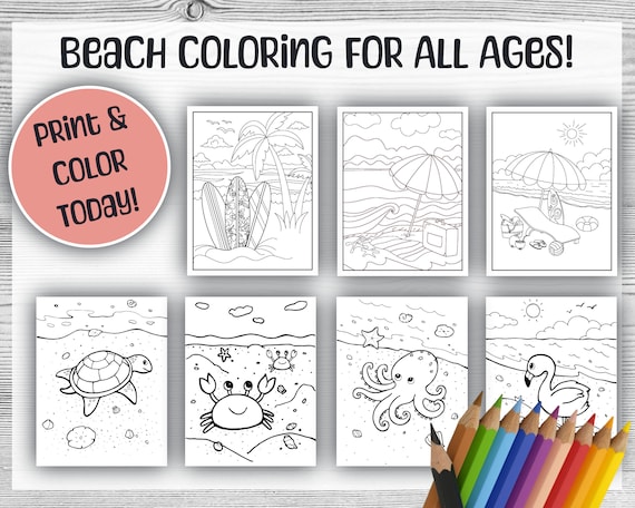 Beach Coloring Pages: Summer Sea Animals Activity (PDF Download)