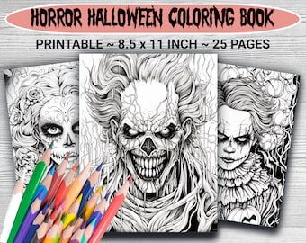 Scary Halloween Coloring Book: 25 Printable Horror Pages (PDF Download)