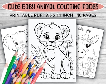 40 Cute Baby Animal Coloring Book Pages | Printable Animal Coloring Pages, Kids & Adults | Baby Animal Coloring Pages | PDF Coloring Pages