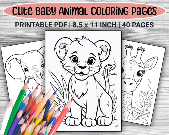 40 Cute Baby Animal Coloring Book Pages | Printable Animal Coloring Pages, Kids & Adults | Baby Animal Coloring Pages | PDF Coloring Pages