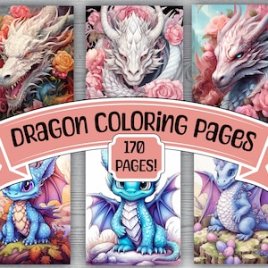 170 Cute Dragon Coloring Pages | Fantasy Dragon Printable Digital Coloring Book | Coloring Pages for Kids and Adults | Digital Download