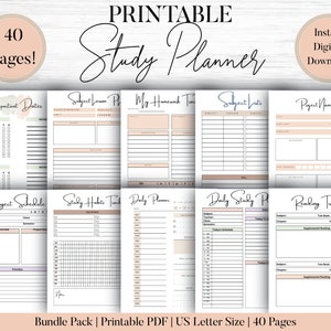 Druckbarer Studienplaner | Akademischer Planer Printable| Produktivität Projekt Planer Pdf| College-Studenten-Planer | High School Planner