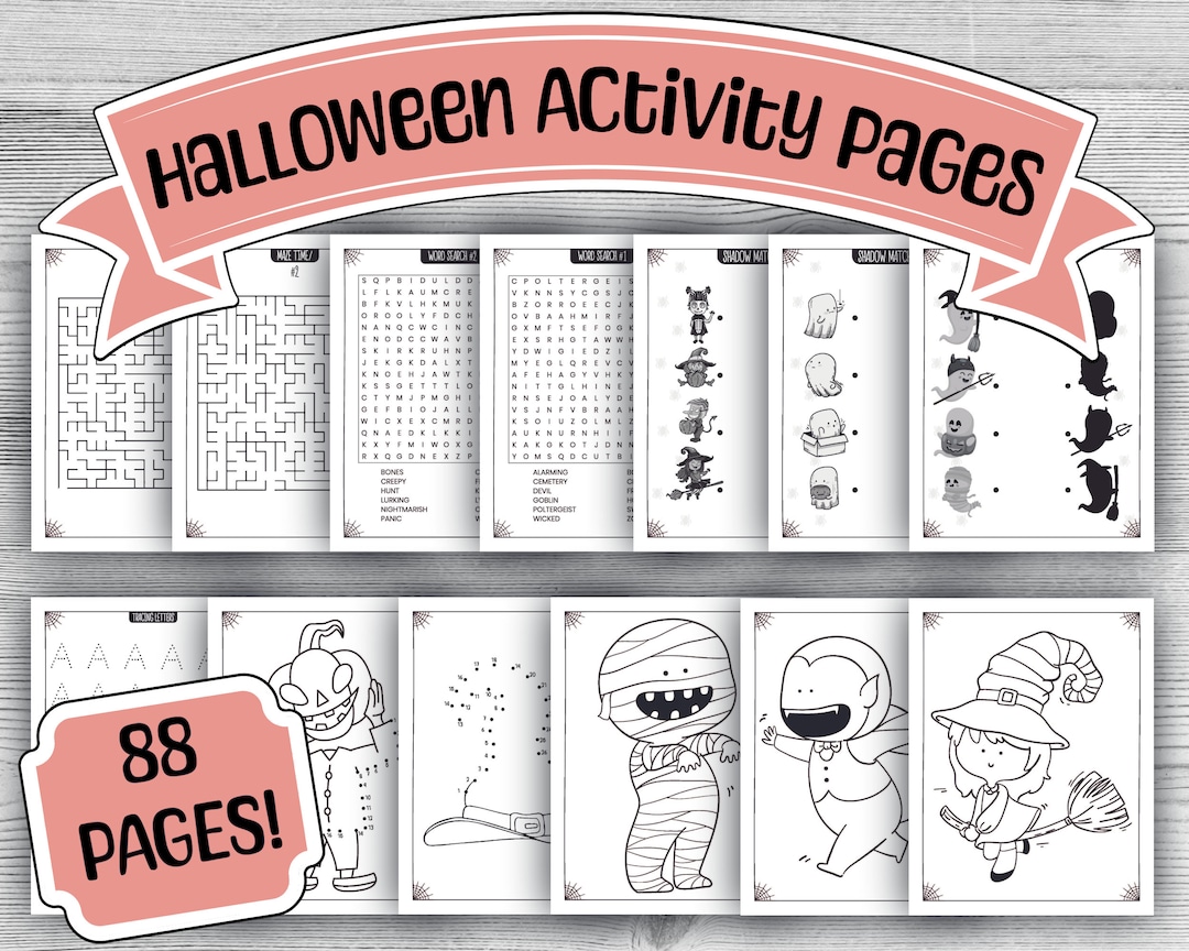 Halloween Printable Activity Pages, Halloween Activity Book, Halloween ...