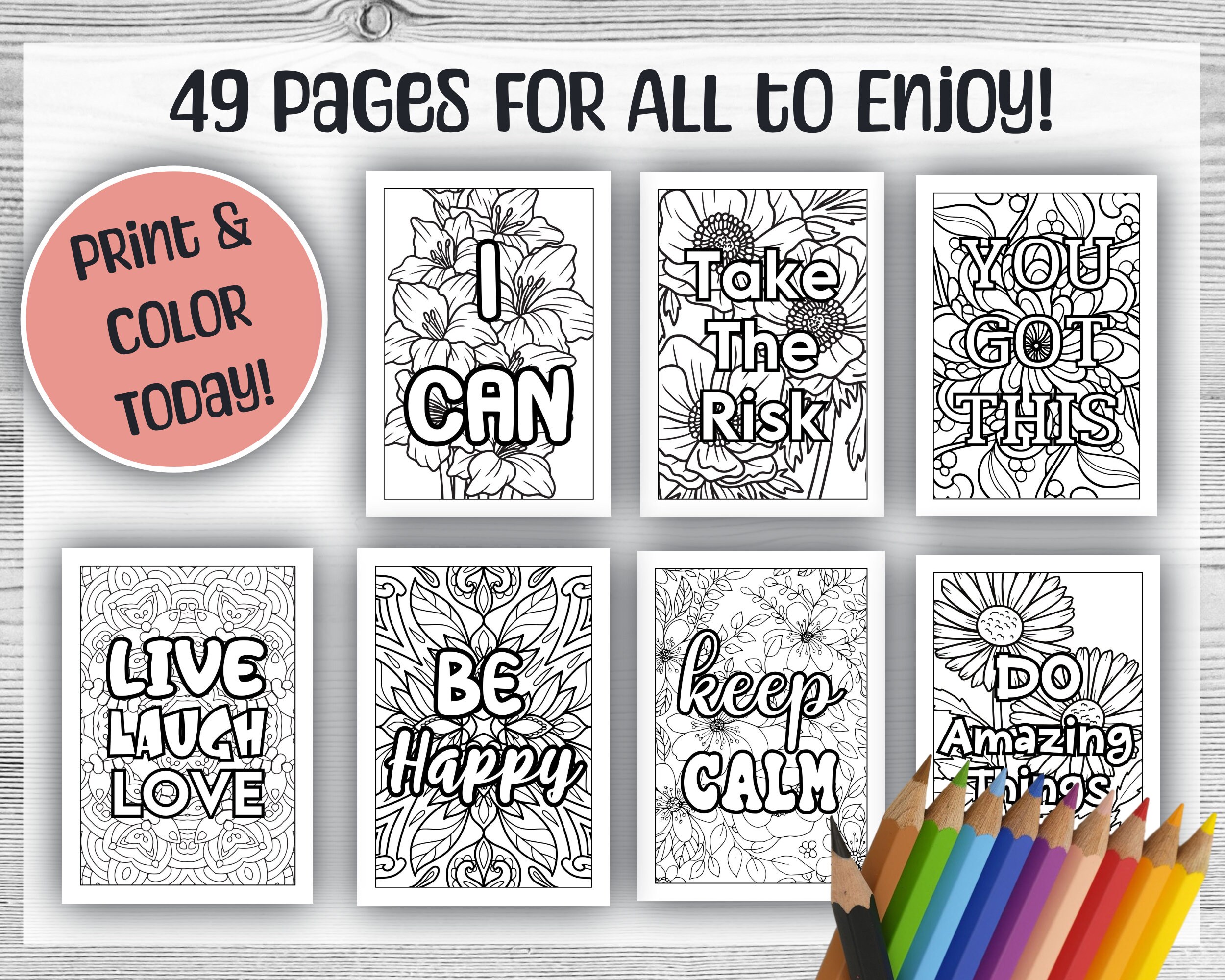 Motivational Quotes Coloring Pages: 49 Printable Affirmations (PDF) - Etsy