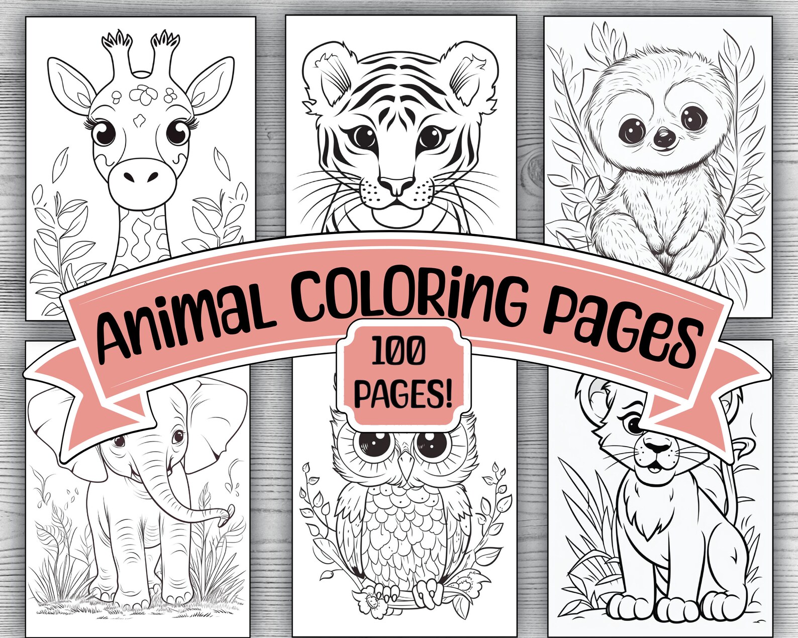 Printable Animal Coloring Pages for Kids and Adults, PDF Coloring Pages, Animals Printable, Cute ...