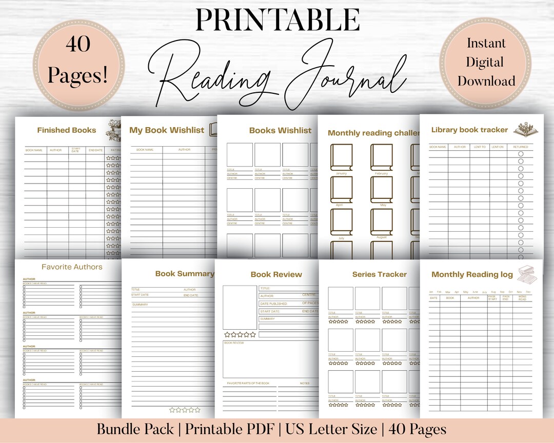 Reading Planner Bundle Printable | Reading Journal | Reading Challenges ...
