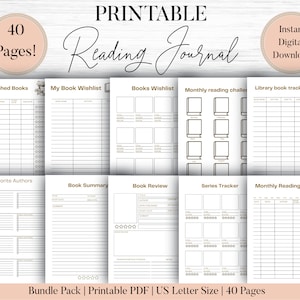 Reading Planner Bundle Printable | Reading Journal | Reading Challenges | Reading Log | Book Review | Goals |Reading Tracker | Book Journal