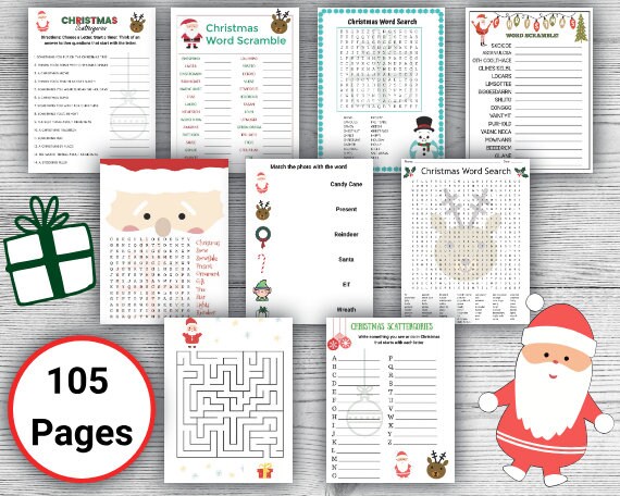 Printable Christmas Activity Book: 105 Pages of Kid's Games (PDF)
