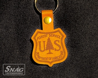 Laser Engraved USDA Forest Service Leather Key Chain