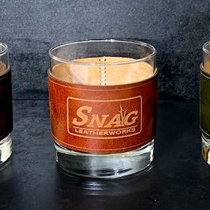 Custom Laser Engraved Leather Wrapped Whiskey Glass