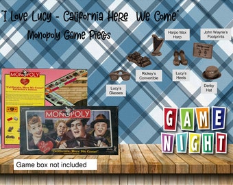 Monopoly "I Love Lucy: California Here We Come" Pewter Game Pieces (6 Pieces)