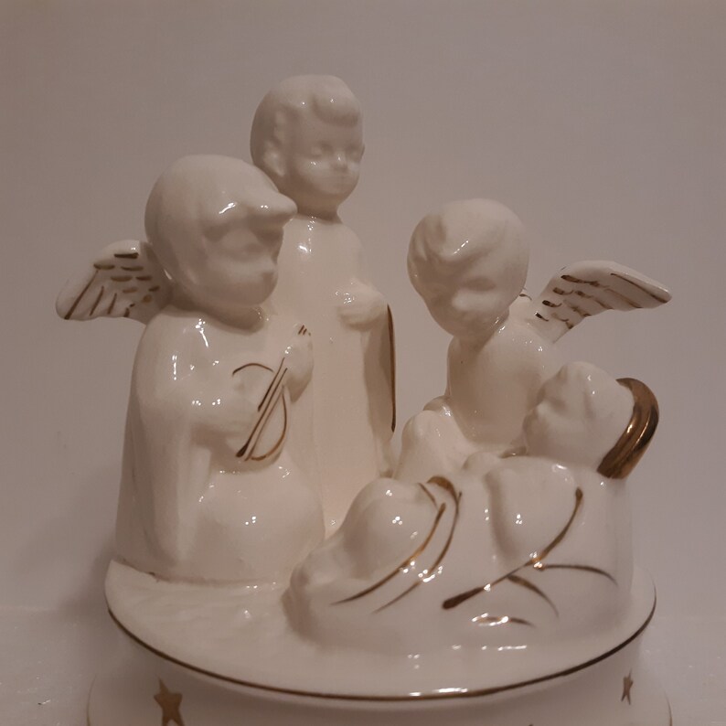 Schmid Porcelain Nativity Angels Music Box Made in Japan Etsy