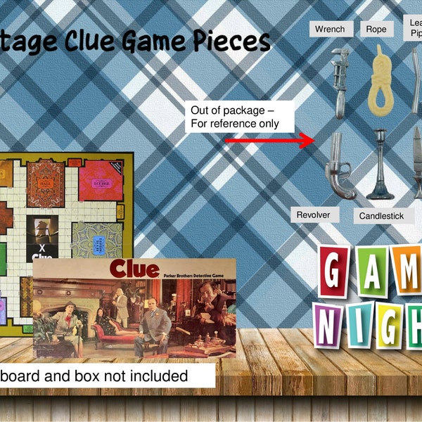 Vintage Parker Brothers CLUE Game Pieces (6 Pieces)