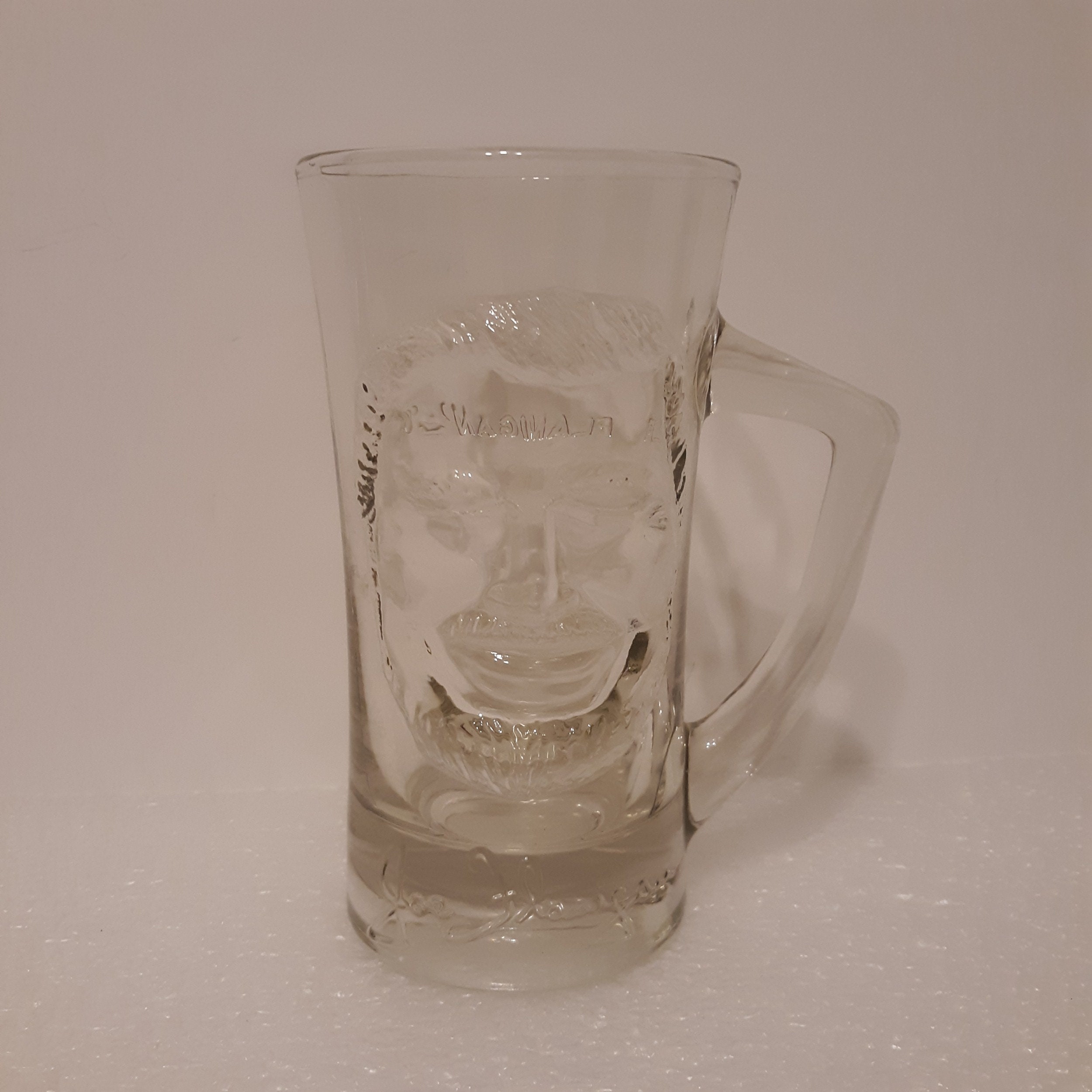 Joe Flanigan Glass Beer Stein Mug