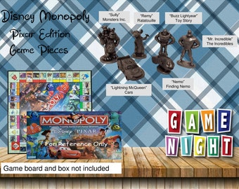 Disney Pixar Edition Monopoly Pewter Game Pieces (6 Pieces)