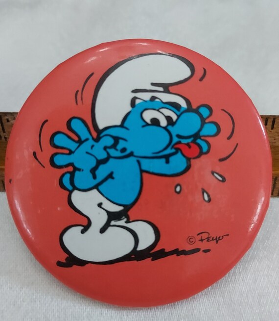 Vintage Smurf Pinback Button, Vintage Smurfs, Smu… - image 4
