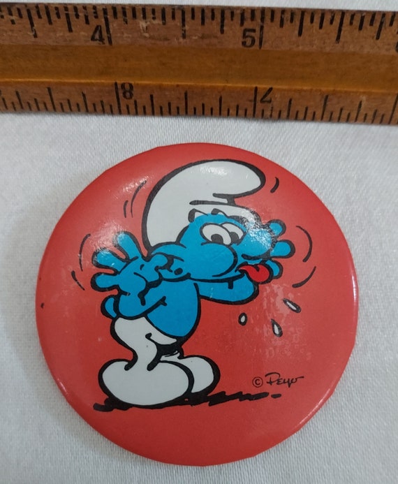 Vintage Smurf Pinback Button, Vintage Smurfs, Smu… - image 3