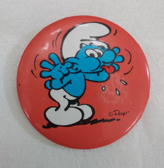 Vintage Smurf Pinback Button, Vintage Smurfs, Smu… - image 1