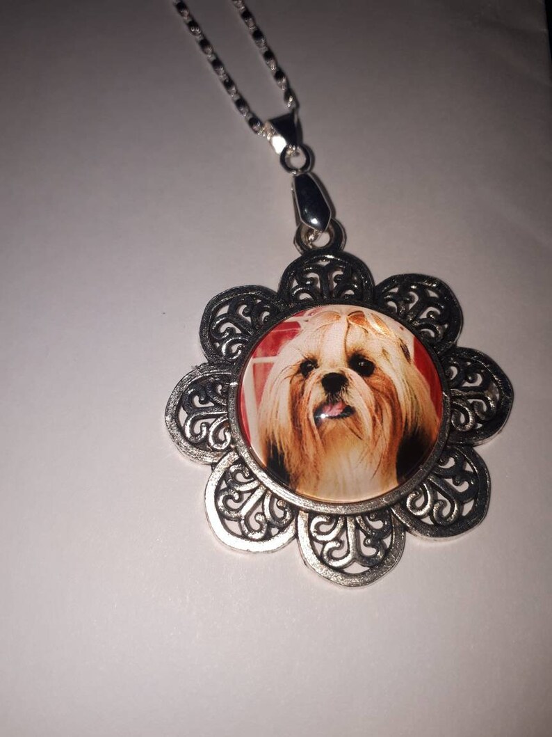 Shih Tzu Halskette Hund Anhänger Halskette Silber Hund Etsy
